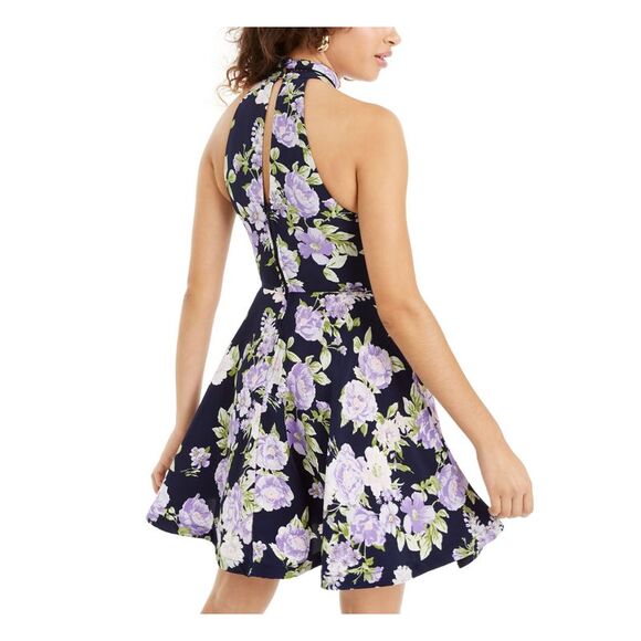 B DARLIN Womens Sleeveless Halter Short Fit + Flare Dress - Picture 2 of 4